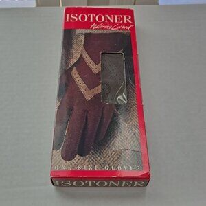 Isotoner Warm Lined Fully Knit Lined Longer Length Genuine Leather Detail